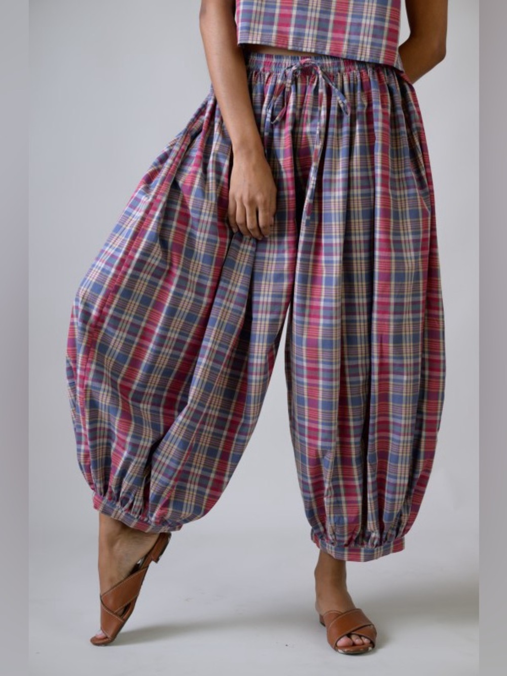 New! Rhea Relaxed Plaid Balloon Pants